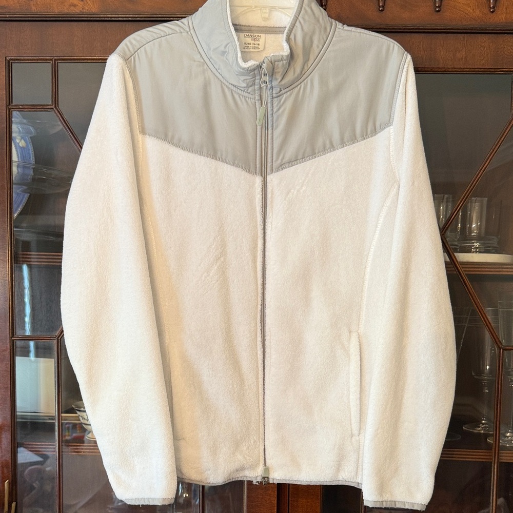 Danskin Now Light Gray and White Jacket